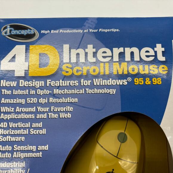 Vtg Iconcepts 4D Internet Soft Scroll Mouse Windows 95 98 Computer Laptop 520dpi - Picture 7 of 8